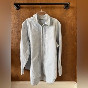 Sundance Light Blue Pin tuck Pleated Placket Button Down Shirt Size X-Large